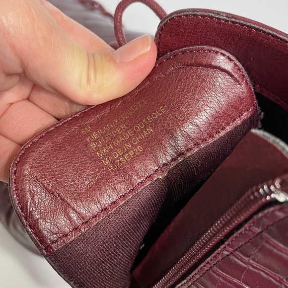 Women's Burgundy Lace-Up Ankle Boots - Picture 9 of 10